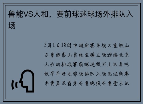 鲁能VS人和，赛前球迷球场外排队入场